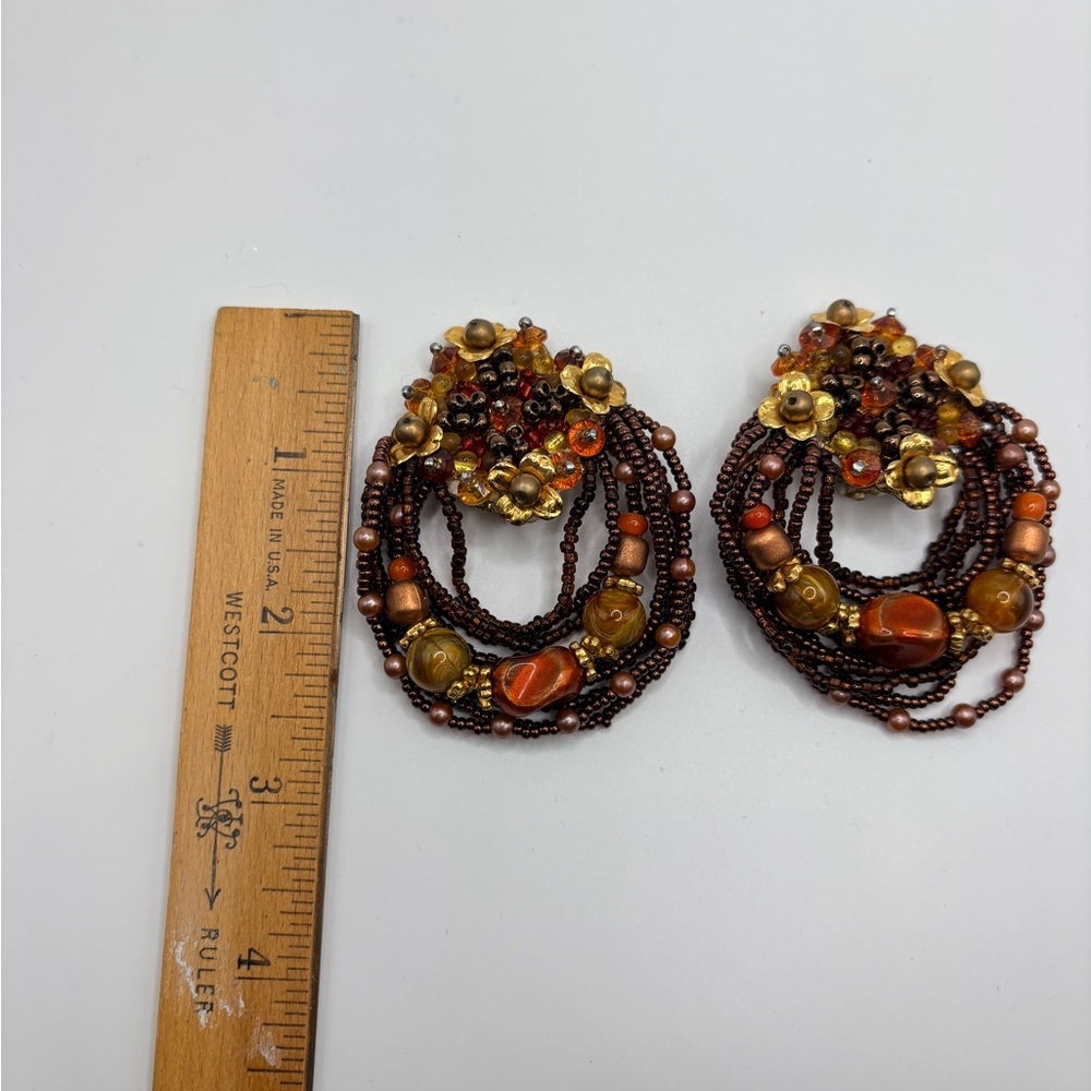 Stunning Beaded Clip On Earrings - Picture 6 of 6